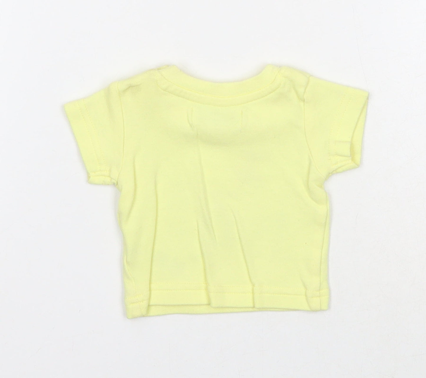 Earlydays Girls Yellow Cotton Basic T-Shirt Size Newborn Round Neck Button - Beach