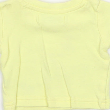 Earlydays Girls Yellow Cotton Basic T-Shirt Size Newborn Round Neck Button - Beach