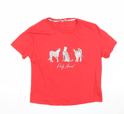 Womens UK Size XS New Look Red Basic T-Shirt