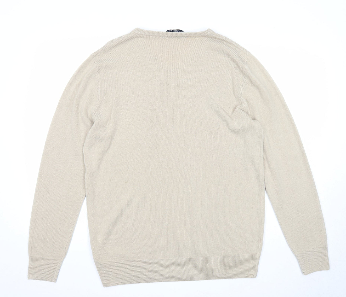 Kensington Mens Beige V-Neck Acrylic Pullover Jumper Size XL Long Sleeve