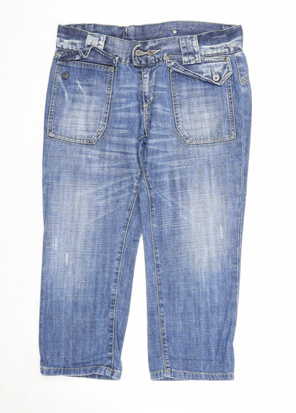 Duck and Cover Mens Blue Cotton Cropped Jeans Size 30 in Regular Zip