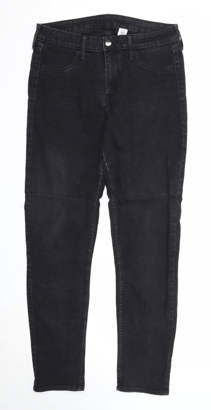 &Denim Womens Black Cotton Straight Jeans Size 31 in Regular Button