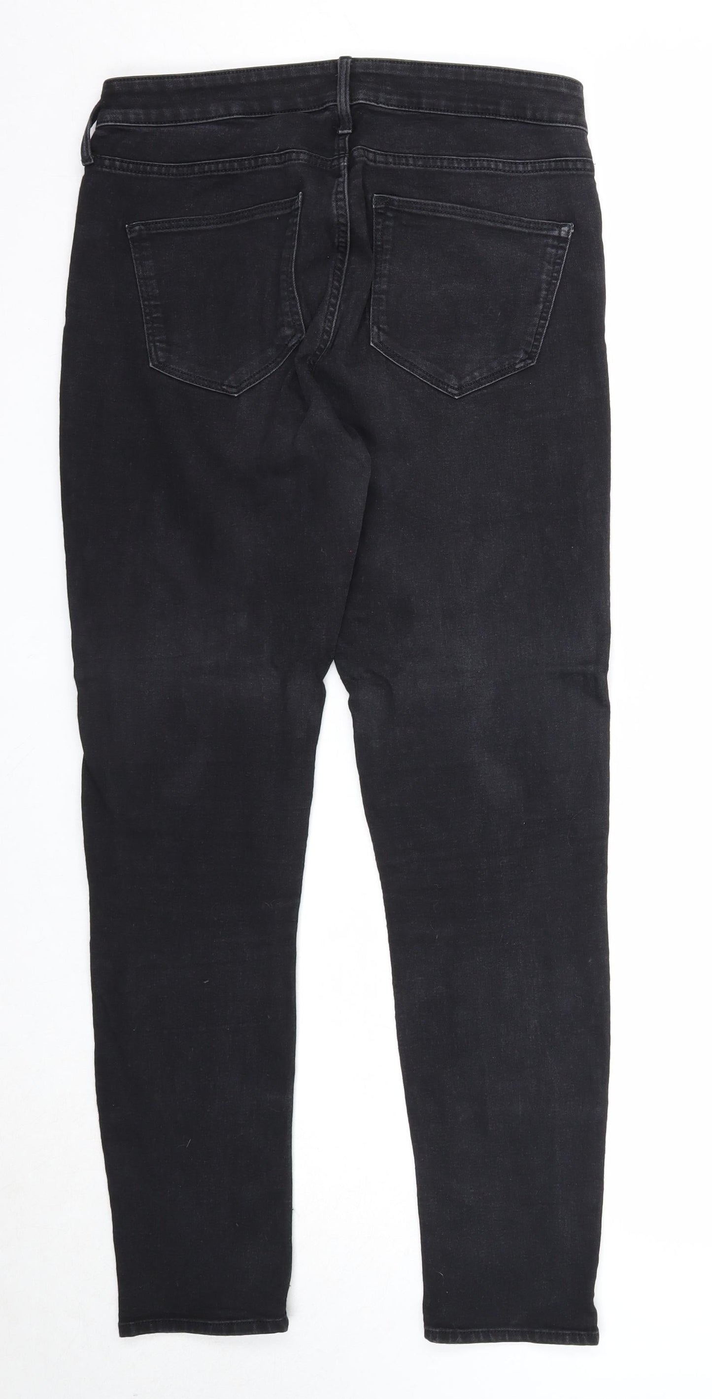 &Denim Womens Black Cotton Straight Jeans Size 31 in Regular Button