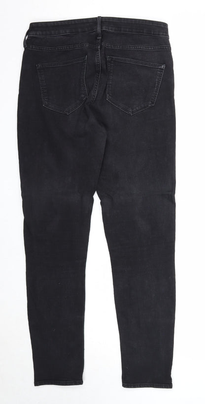 &Denim Womens Black Cotton Straight Jeans Size 31 in Regular Button