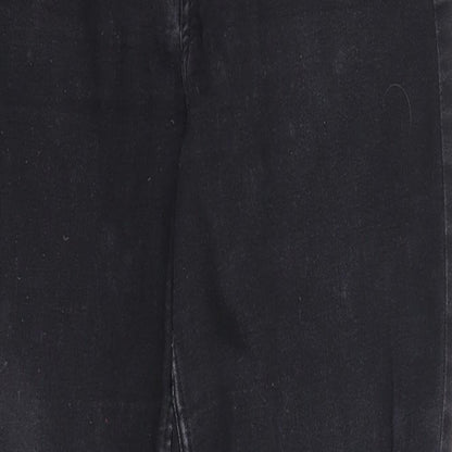 &Denim Womens Black Cotton Straight Jeans Size 31 in Regular Button