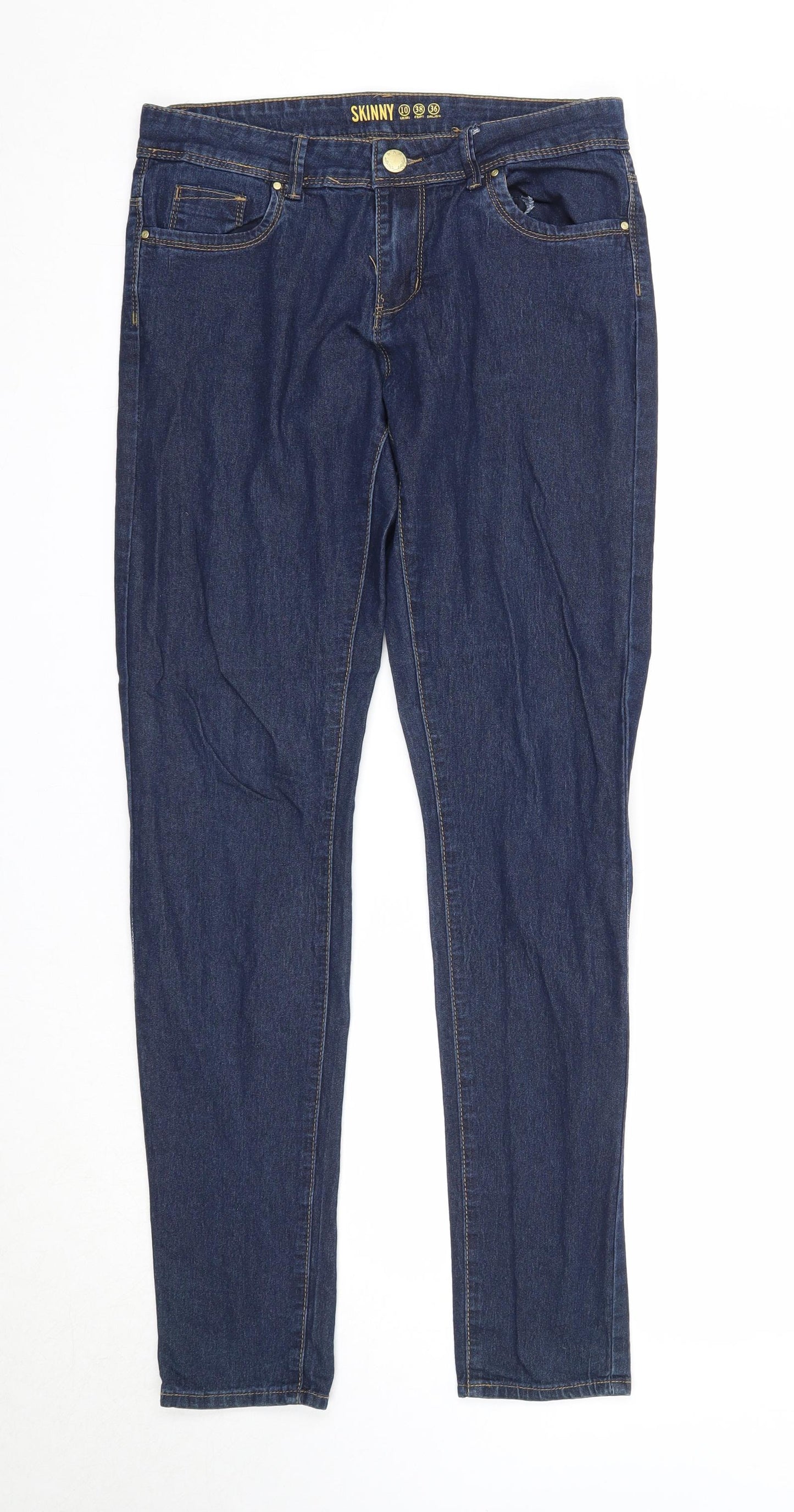 Denim & Co. Womens Blue Cotton Straight Jeans Size 10 Regular Zip