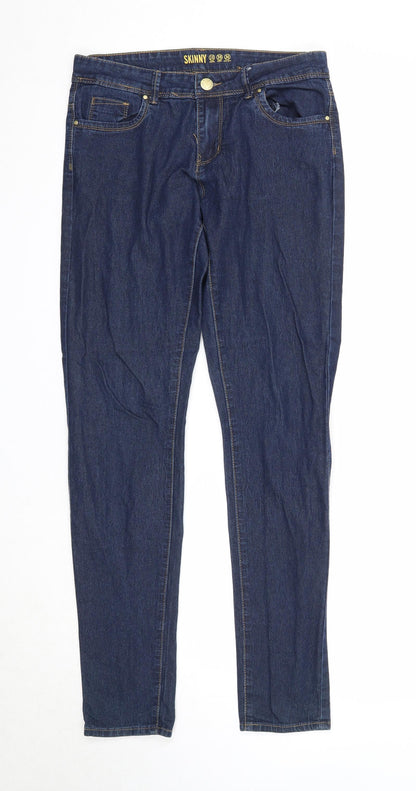 Denim & Co. Womens Blue Cotton Straight Jeans Size 10 Regular Zip