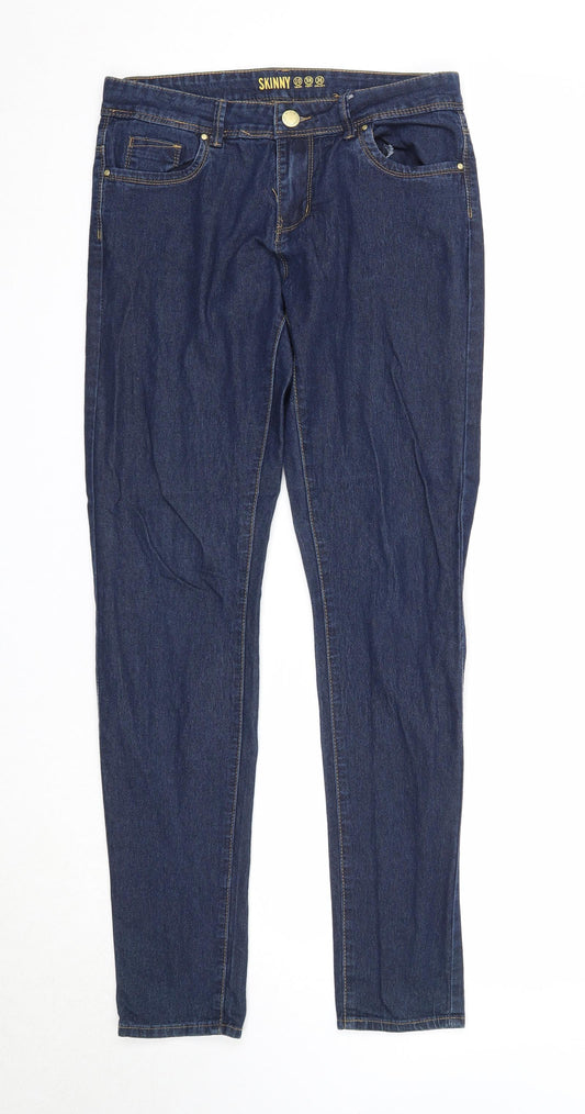 Denim & Co. Womens Blue Cotton Straight Jeans Size 10 Regular Zip