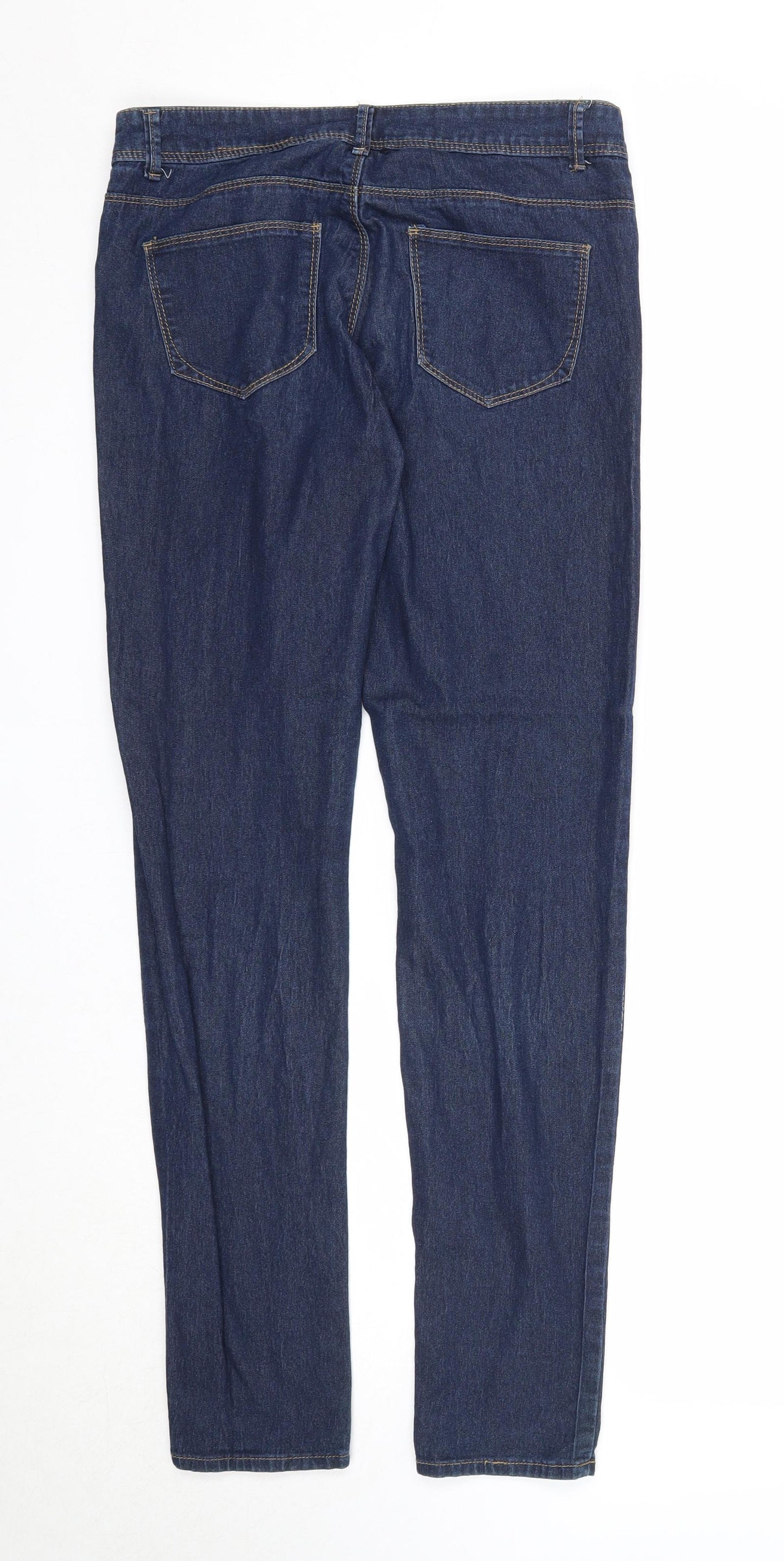 Denim & Co. Womens Blue Cotton Straight Jeans Size 10 Regular Zip