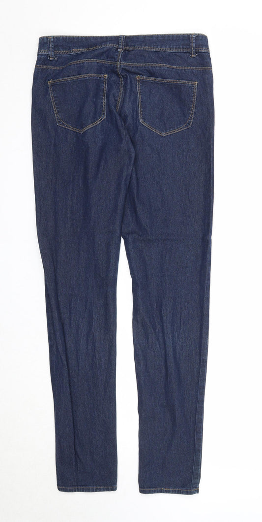 Denim & Co. Womens Blue Cotton Straight Jeans Size 10 Regular Zip
