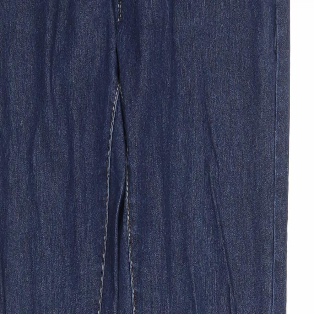 Denim & Co. Womens Blue Cotton Straight Jeans Size 10 Regular Zip
