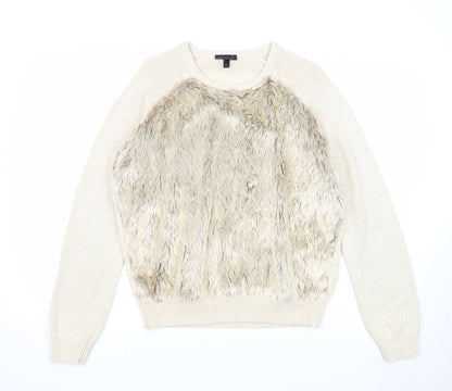 Topshop Womens Beige Acrylic Pullover Sweatshirt Size 10 Pullover