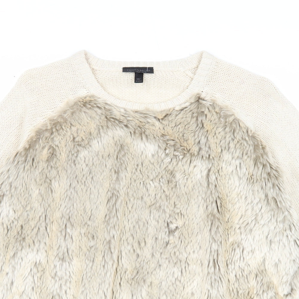 Topshop Womens Beige Acrylic Pullover Sweatshirt Size 10 Pullover