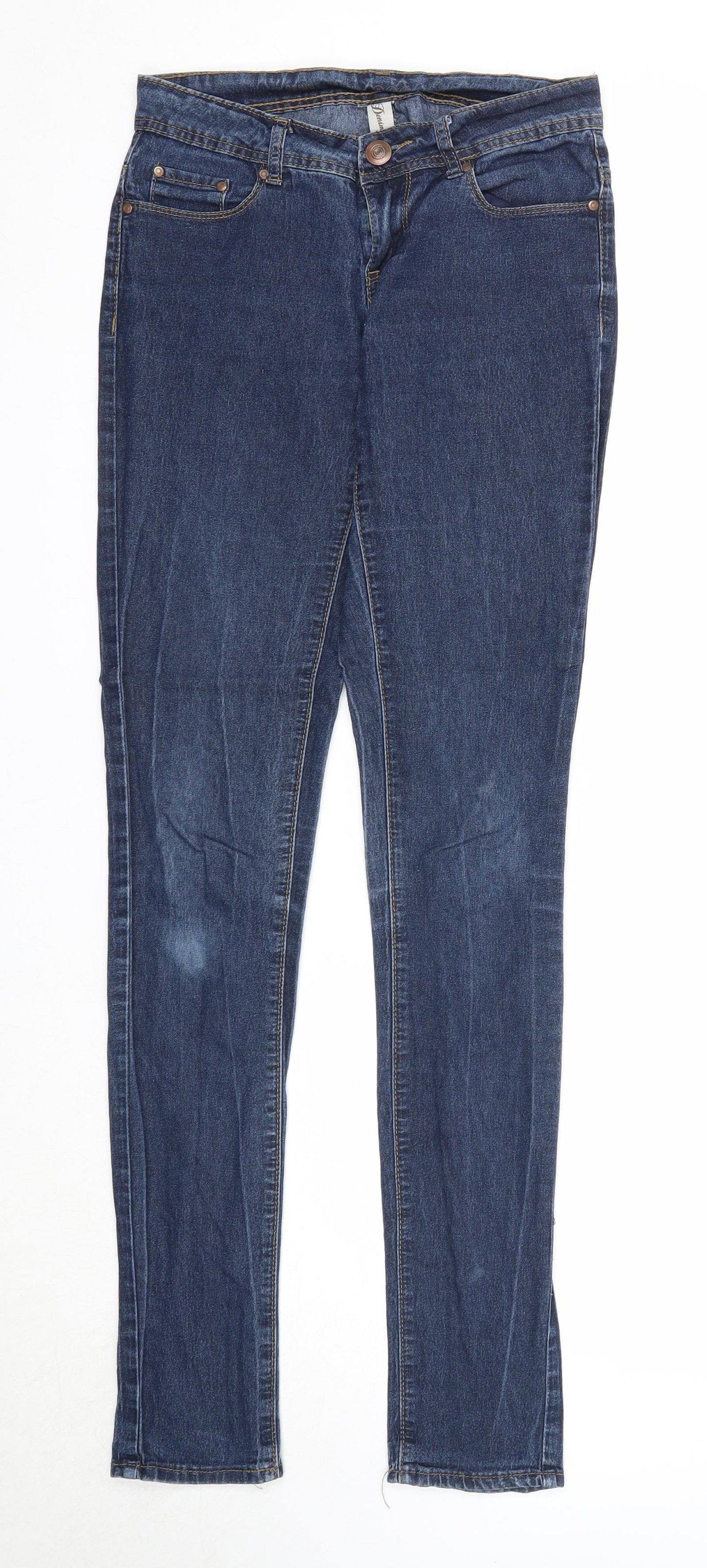 Denim & Co. Womens Blue Cotton Skinny Jeans Size 8 Regular Zip