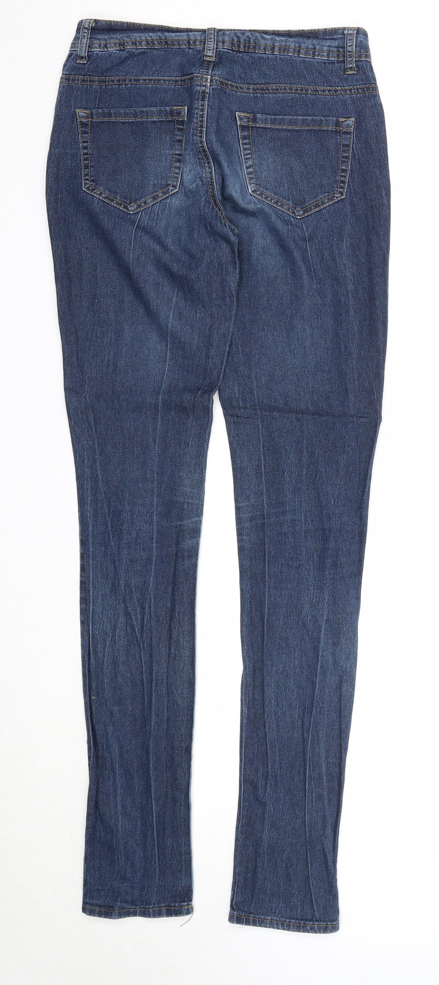 Denim & Co. Womens Blue Cotton Skinny Jeans Size 8 Regular Zip