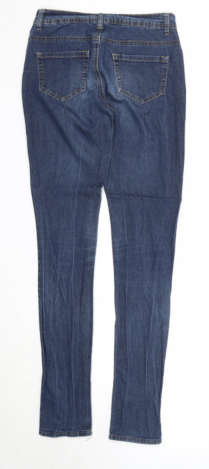 Denim & Co. Womens Blue Cotton Skinny Jeans Size 8 Regular Zip