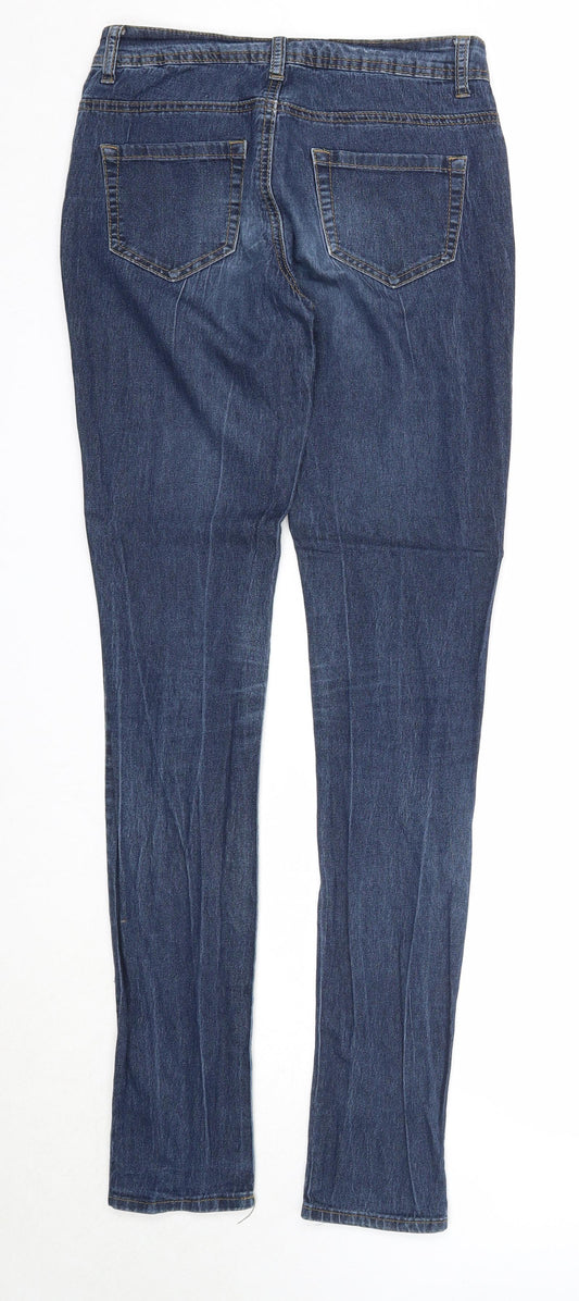 Denim & Co. Womens Blue Cotton Skinny Jeans Size 8 Regular Zip