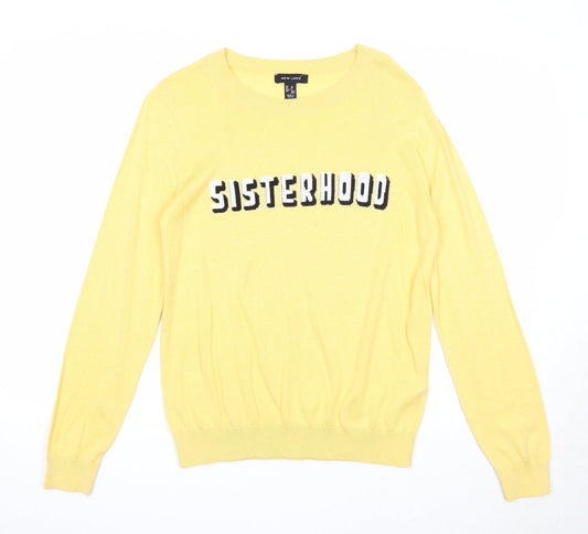 Womens UK Size 10 New Look Yellow Pullover Jumper