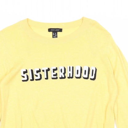 Womens UK Size 10 New Look Yellow Pullover Jumper