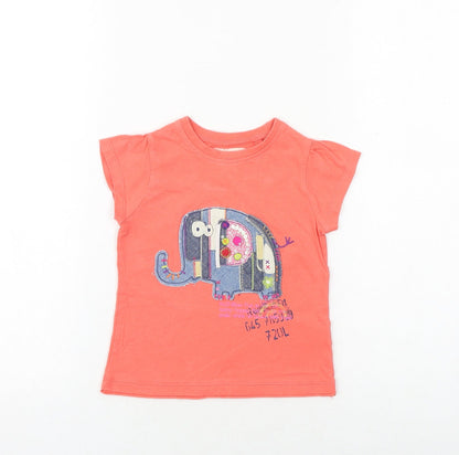 NEXT Girls Pink 100% Cotton Basic T-Shirt Size 2-3 Years Round Neck Pullover