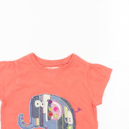 NEXT Girls Pink 100% Cotton Basic T-Shirt Size 2-3 Years Round Neck Pullover