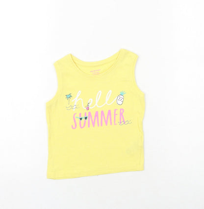 Primark Baby Yellow 100% Cotton Basic Tank Size 18-24 Months Round Neck Pullover - Hello Summer