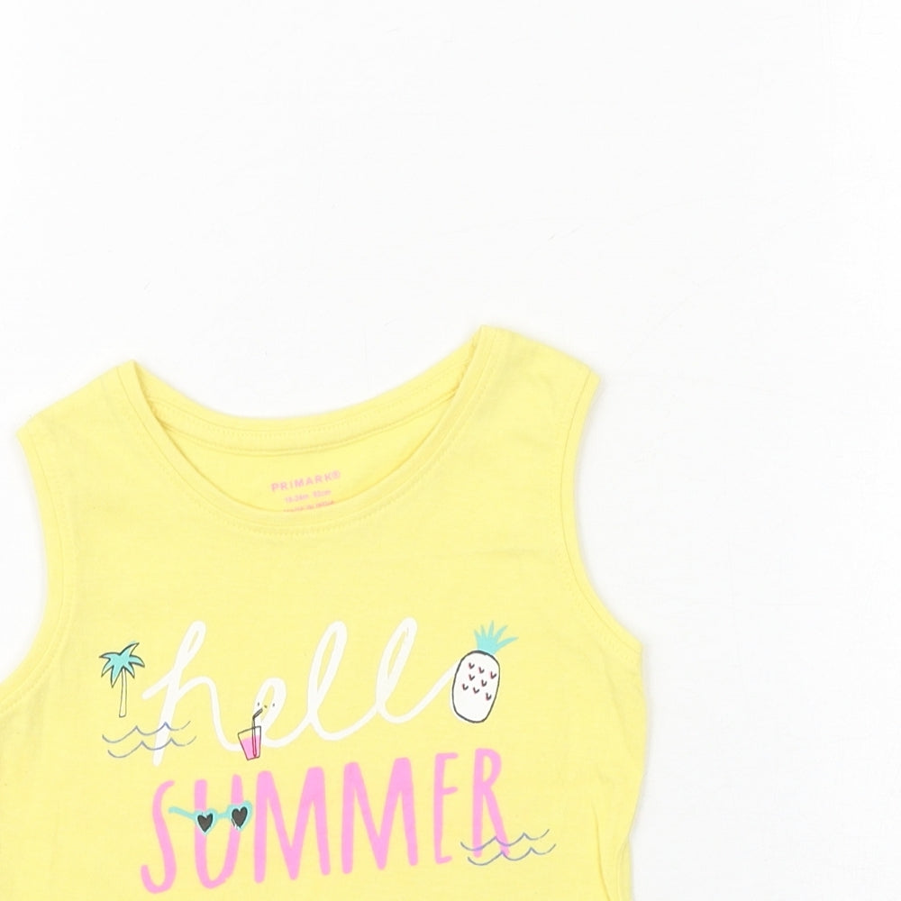 Primark Baby Yellow 100% Cotton Basic Tank Size 18-24 Months Round Neck Pullover - Hello Summer