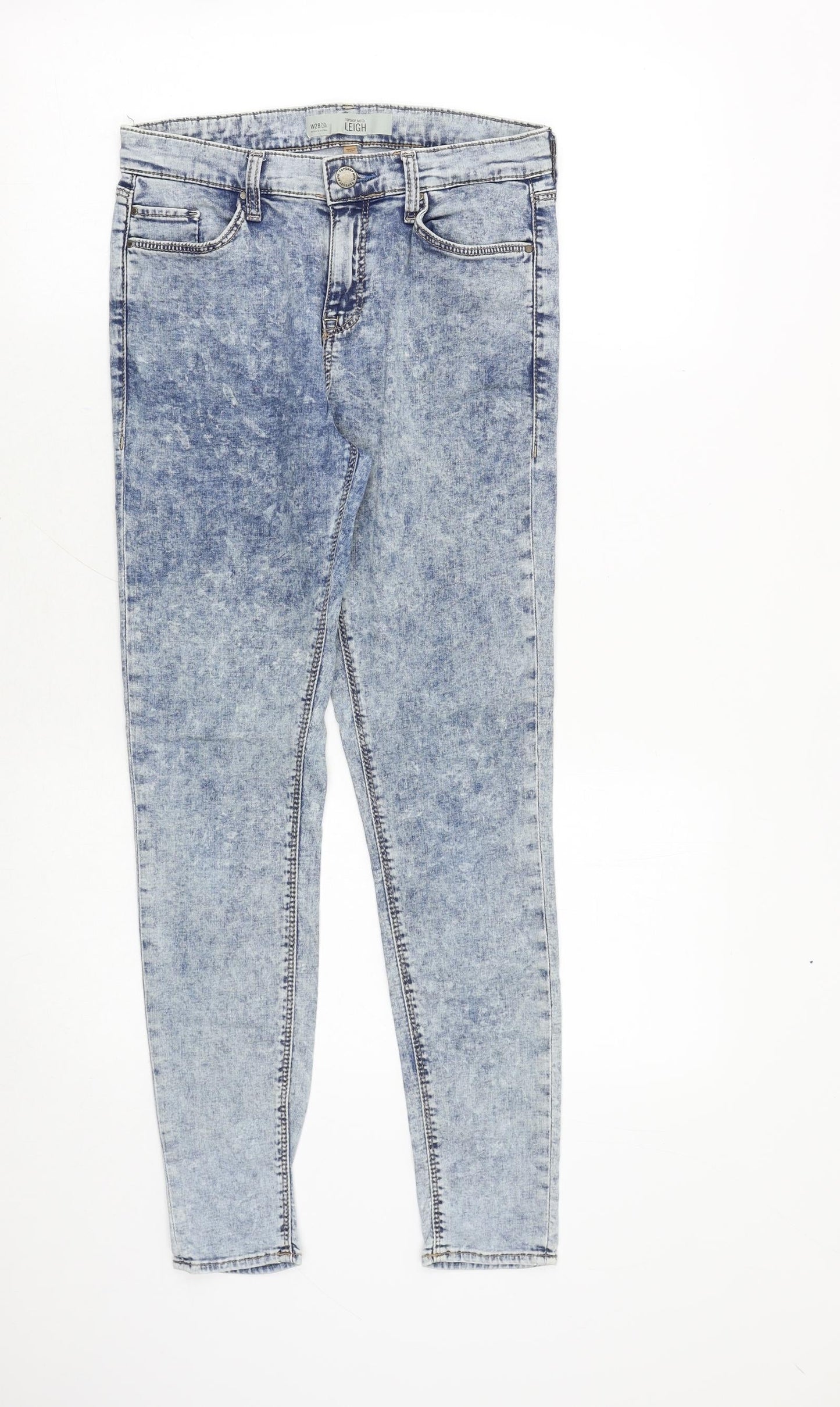 Topshop Womens Blue Cotton Skinny Jeans Size 28 in Slim Zip