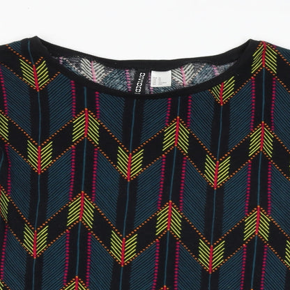 H&M Womens Multicoloured Geometric Cotton Pullover Sweatshirt Size XS Pullover
