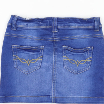 Evie Girls Blue Cotton Bandage Skirt Size 4 Years Regular Zip