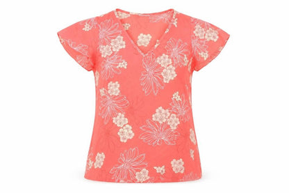 Collections Womens Pink Floral Polyester Basic Blouse Size 12 V-Neck