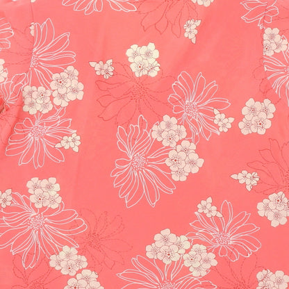 Collections Womens Pink Floral Polyester Basic Blouse Size 12 V-Neck