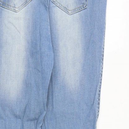 SOFT GREY Womens Blue Cotton Straight Jeans Size 12 Regular Zip