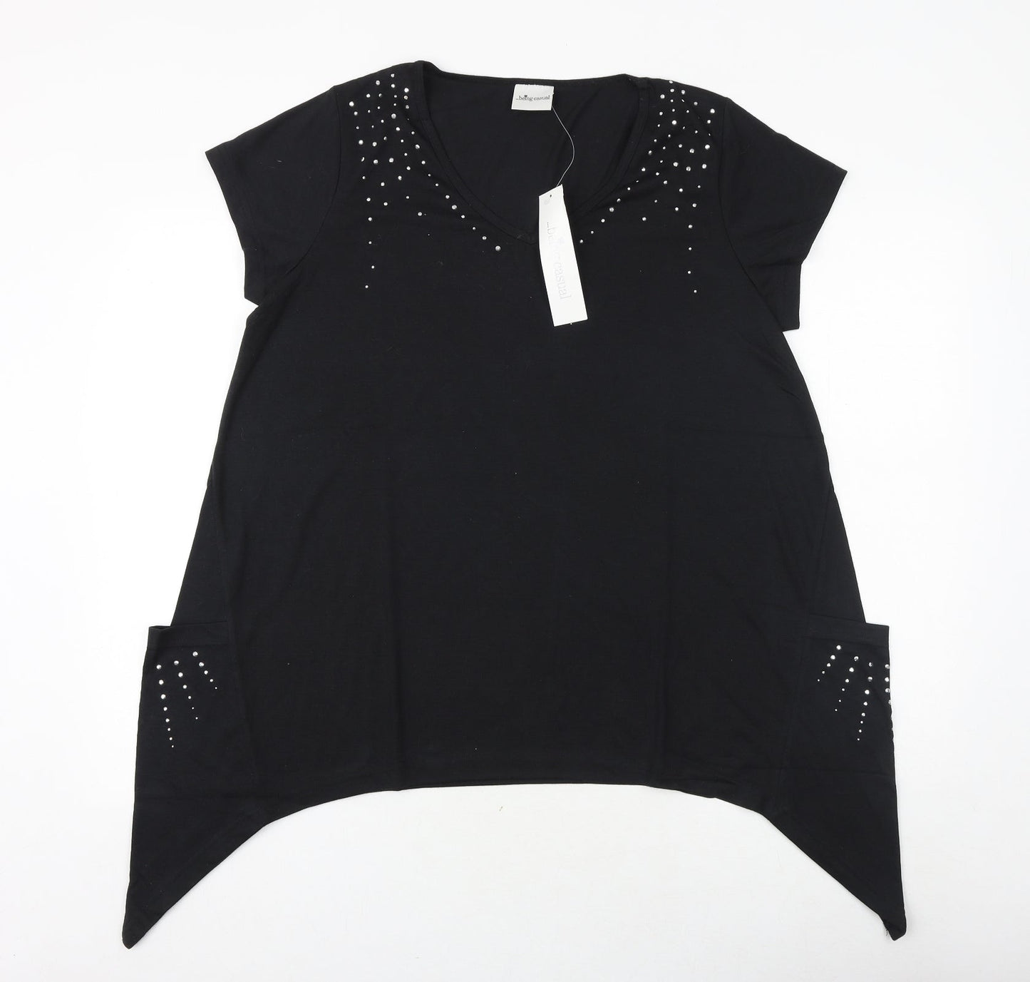 Womens UK Size 14 Being Casual Black Basic T-Shirt