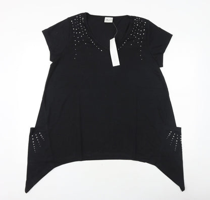 Womens UK Size 14 Being Casual Black Basic T-Shirt
