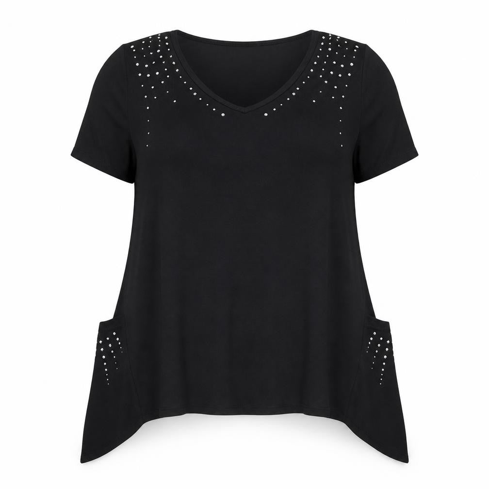 Womens UK Size 14 Being Casual Black Basic T-Shirt