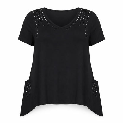 Womens UK Size 14 Being Casual Black Basic T-Shirt
