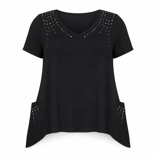 Womens UK Size 14 Being Casual Black Basic T-Shirt
