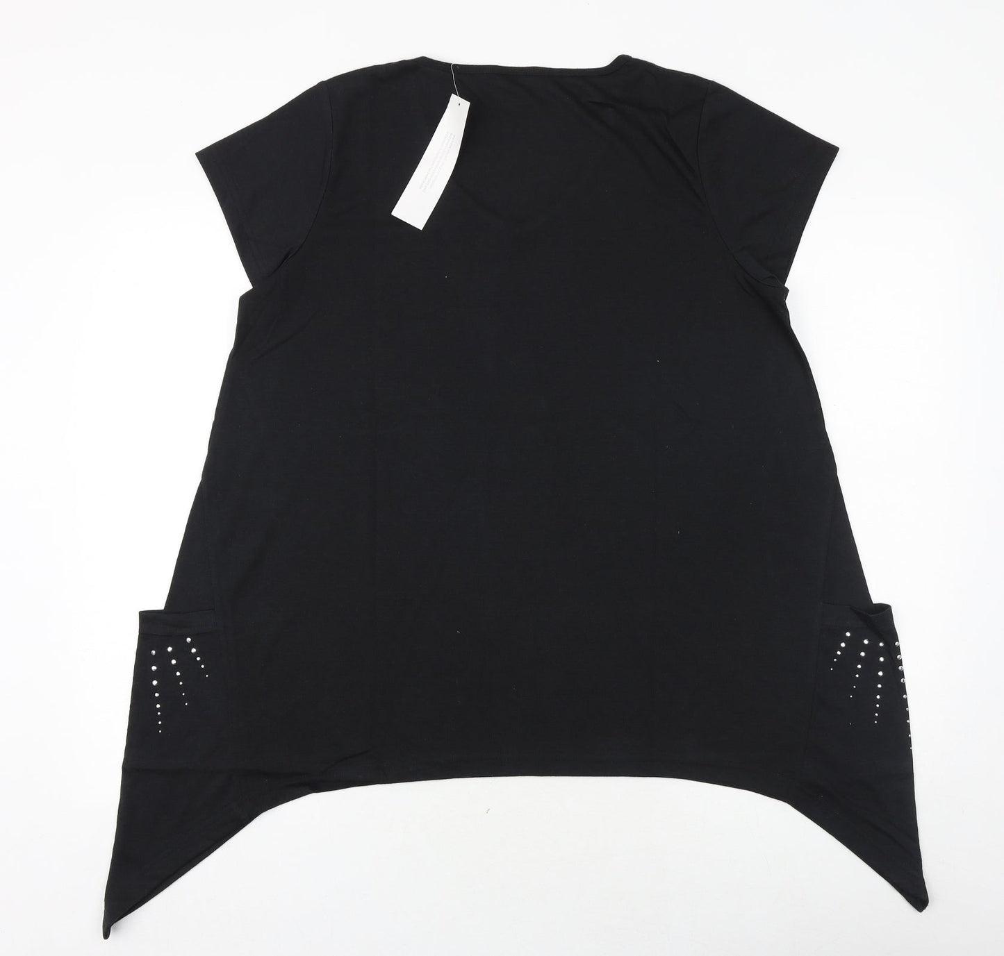 Womens UK Size 14 Being Casual Black Basic T-Shirt