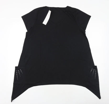 Womens UK Size 14 Being Casual Black Basic T-Shirt