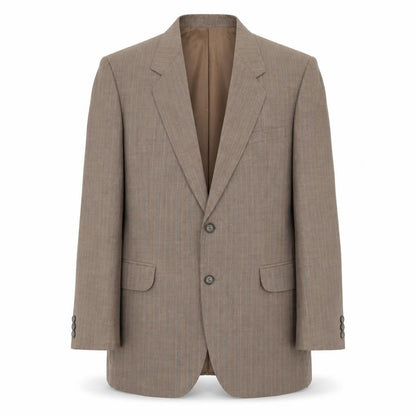 Quest Mens Brown Striped Polyester Jacket Suit Jacket Size 40 Regular