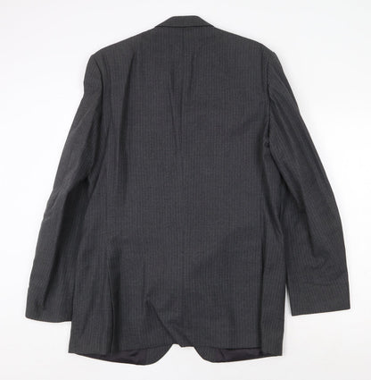 Mens UK Size 42 Pin Stripe Regular Grey Suit Jacket