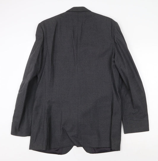 Mens UK Size 42 Pin Stripe Regular Grey Suit Jacket