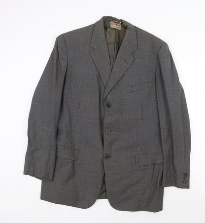 Furley Hassan Mens Grey Geometric Wool Jacket Blazer Size 44 Regular