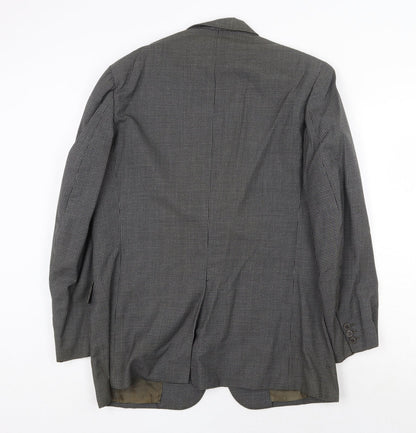 Furley Hassan Mens Grey Geometric Wool Jacket Blazer Size 44 Regular