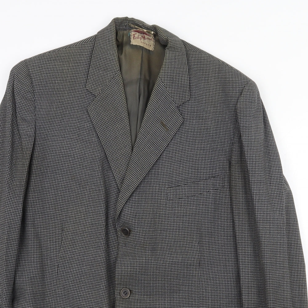 Furley Hassan Mens Grey Geometric Wool Jacket Blazer Size 44 Regular