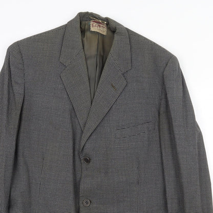 Furley Hassan Mens Grey Geometric Wool Jacket Blazer Size 44 Regular