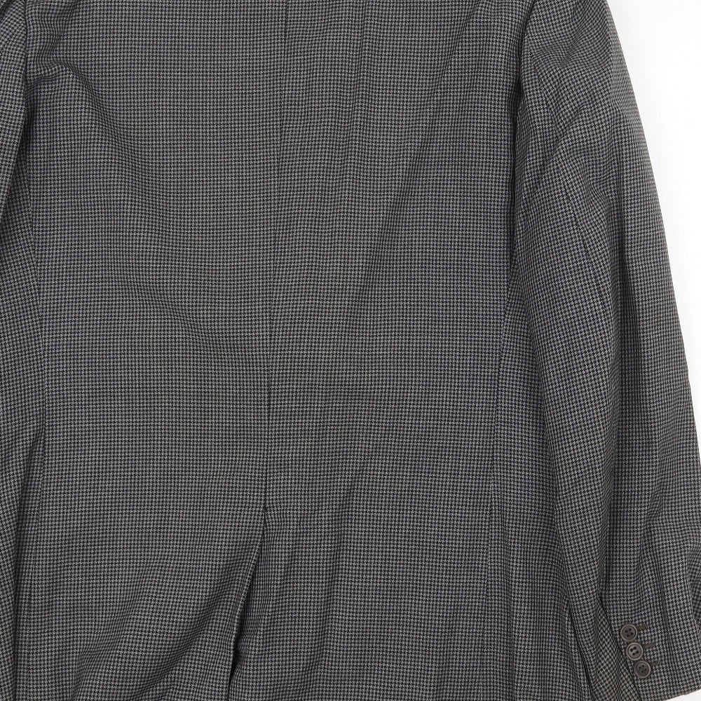 Furley Hassan Mens Grey Geometric Wool Jacket Blazer Size 44 Regular