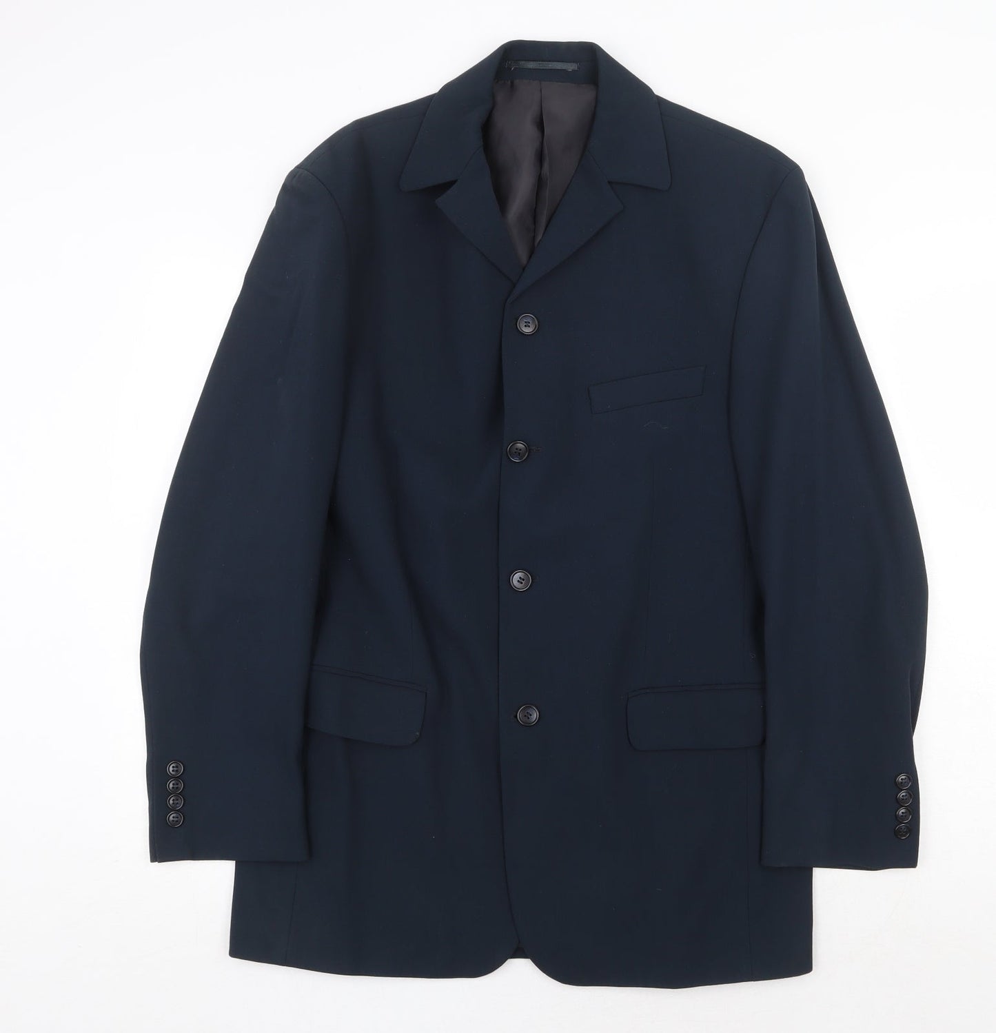 Equity Mens Blue Polyester Jacket Suit Jacket Size 38 Regular