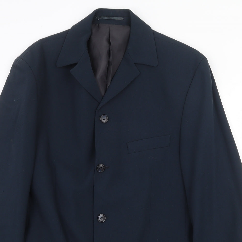 Equity Mens Blue Polyester Jacket Suit Jacket Size 38 Regular